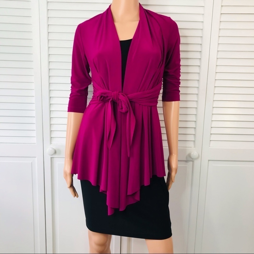 JONES NEW YORK Black Pink Belted Dress Size 2P